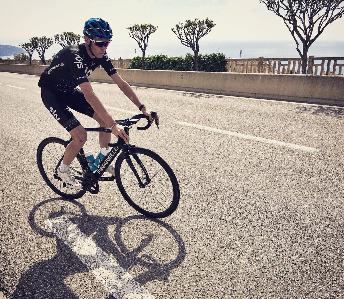 Chris Froome back on the bike