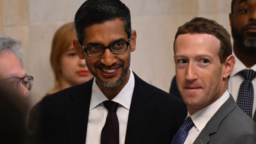 Sundar Pinchai and Mark Zuckerberg at an AI summit.