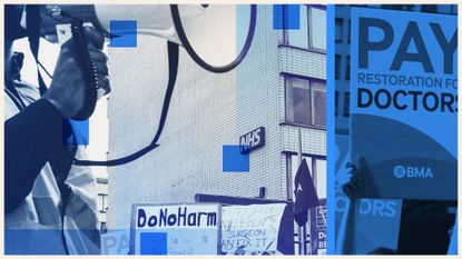 Photo composite of striking doctors