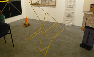Geometric mobile sculpture, with just a measuring tape