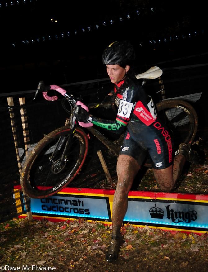 Chloe Dygert (Midwest Devo) clearing the barriers