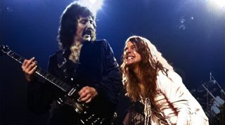 Tony Iommi and Ozzy Osbourne performing live onstage in 1978