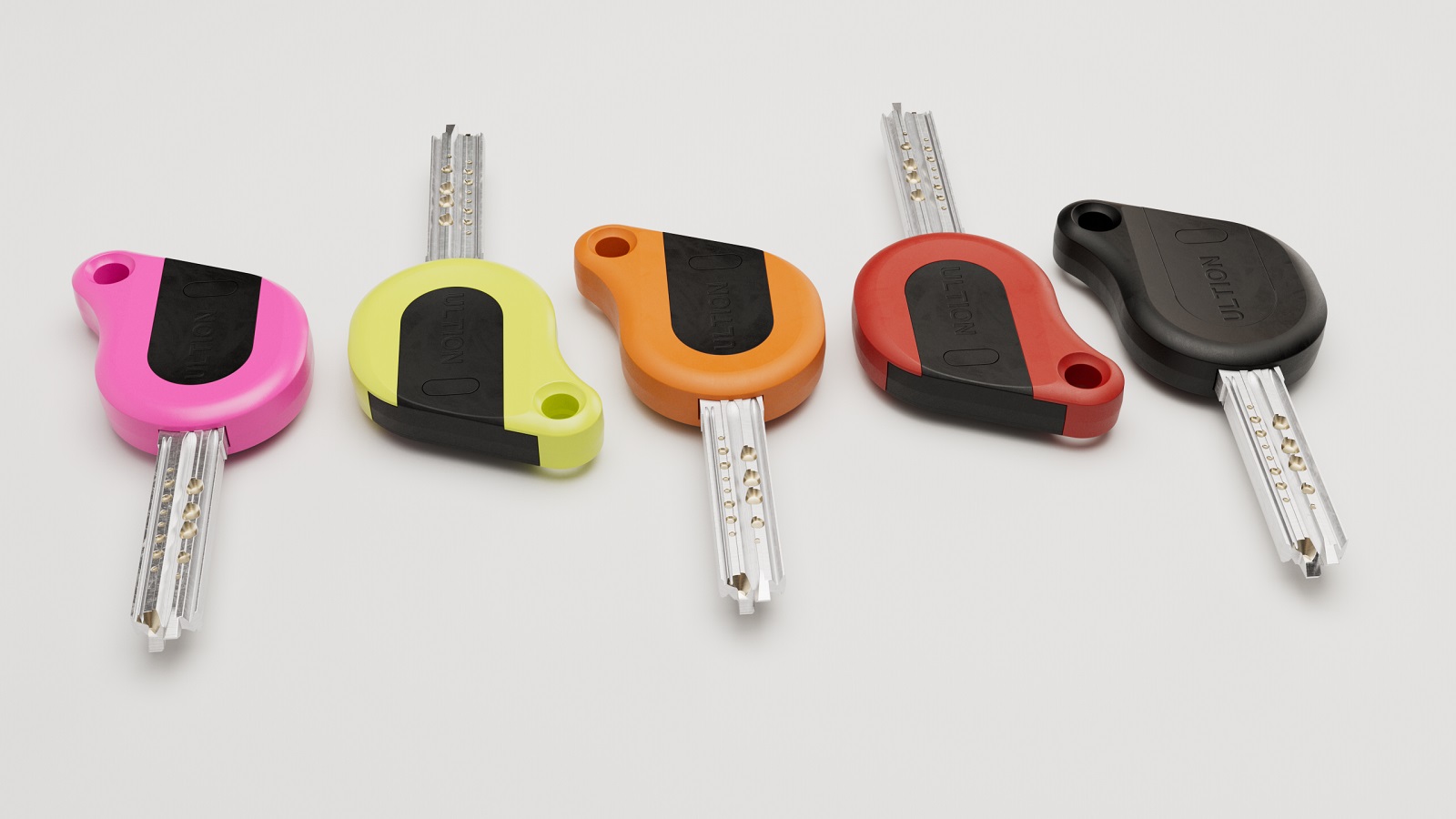 All Ultion door keys on a background