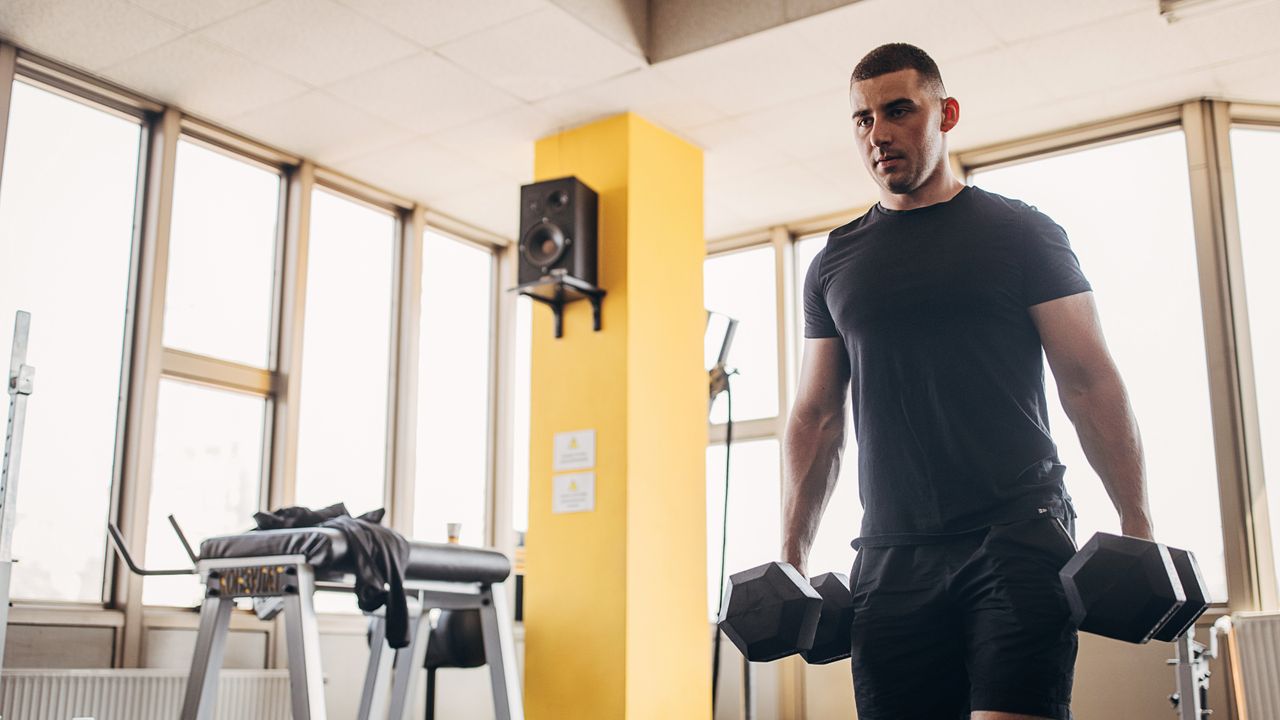 Man working out with dumbbells