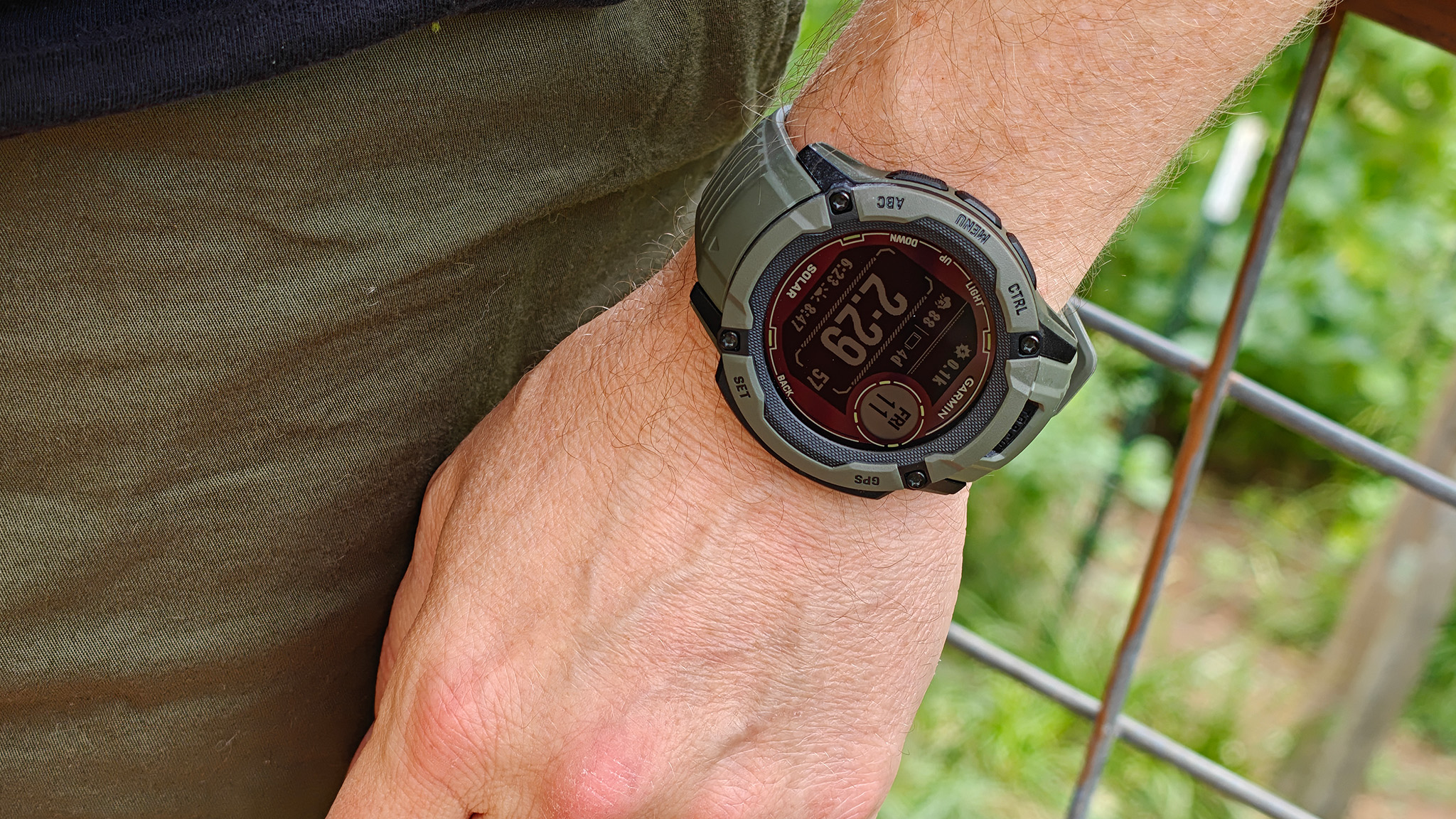 Wearing the Garmin Instinct 2X Solar outdoors in the sun
