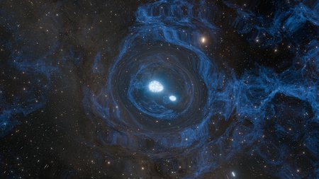 The second stage of a superkilonova, two neutron stars spiral together and merge