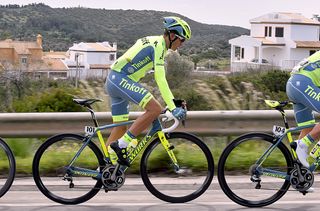 Alberto Contador (Tinkoff) testing his legs during the stage