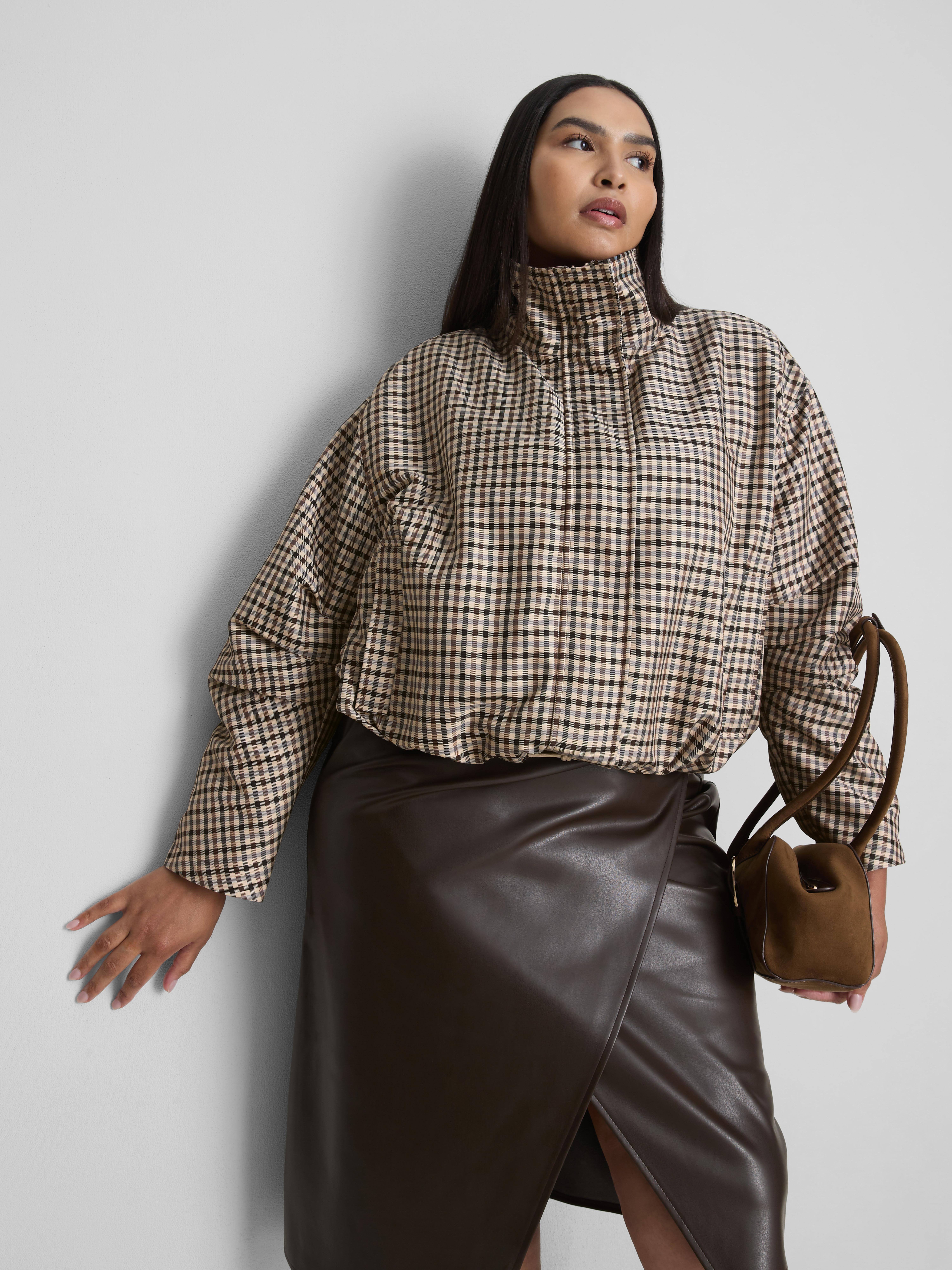 By Coleen Cropped Check Tech Jacket