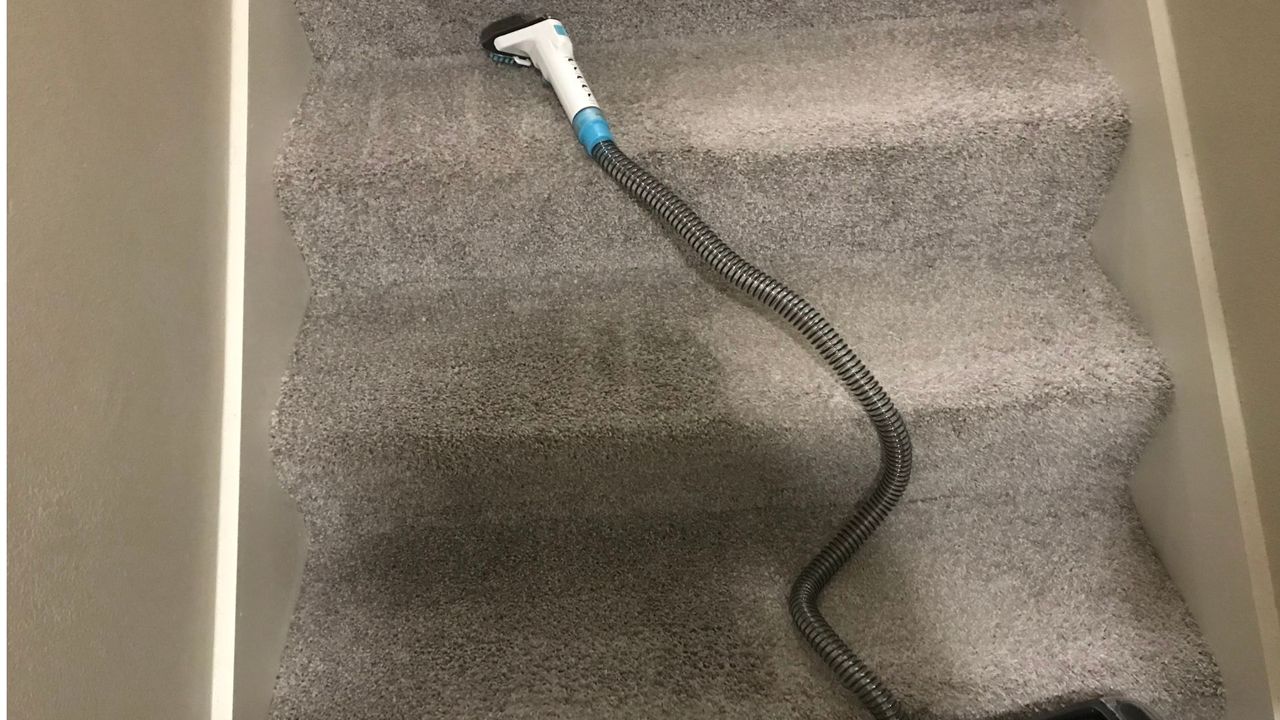 Shark Stain Striker cleaning stair carpet