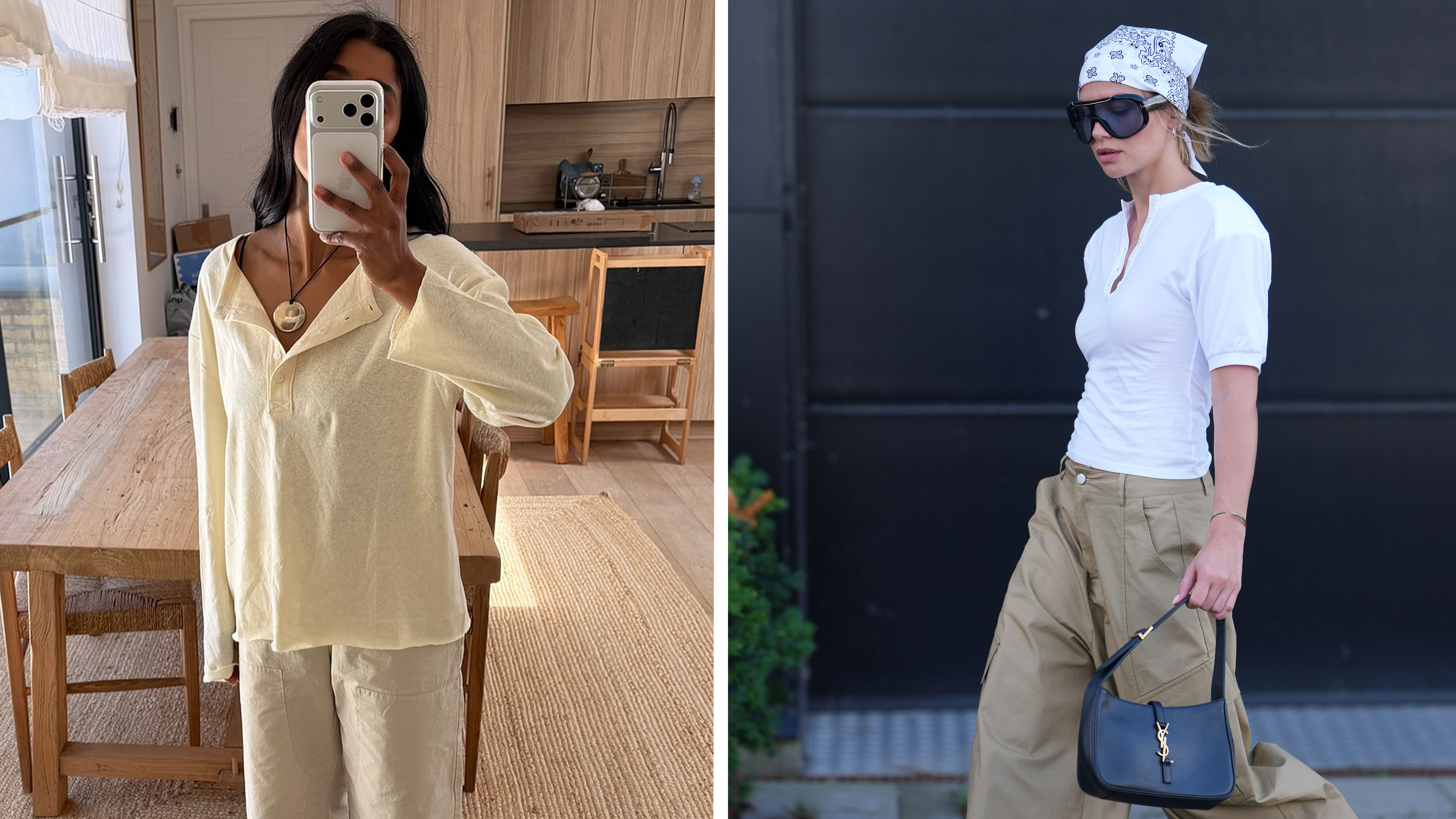 Women wearing henley tops