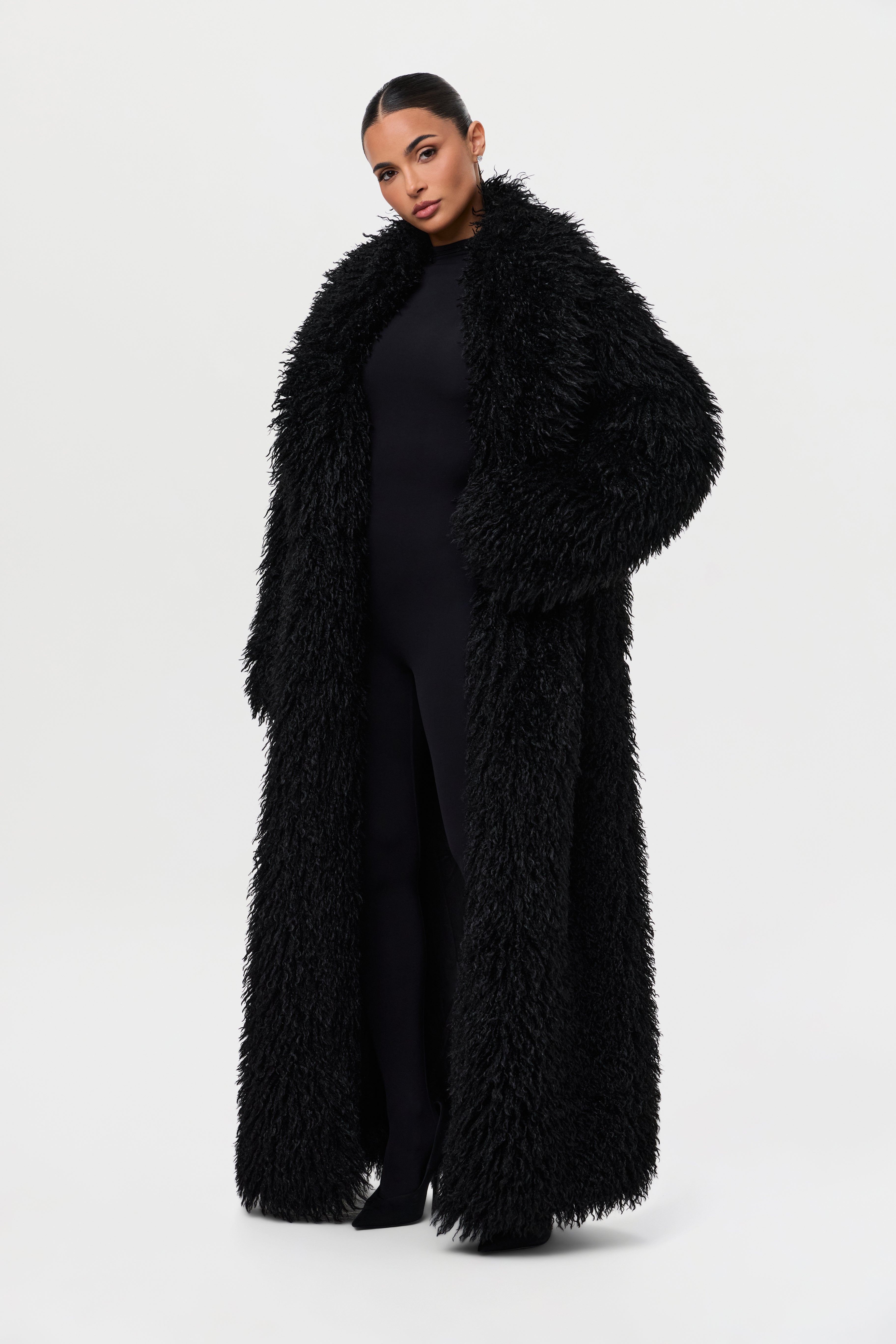 Faux Fur Plush Long Coat