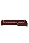 Landau right-corner sofa in Bordeaux Easy Velvet