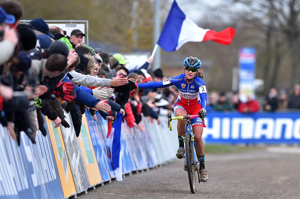 Caroline Mani celebrates her fourth place