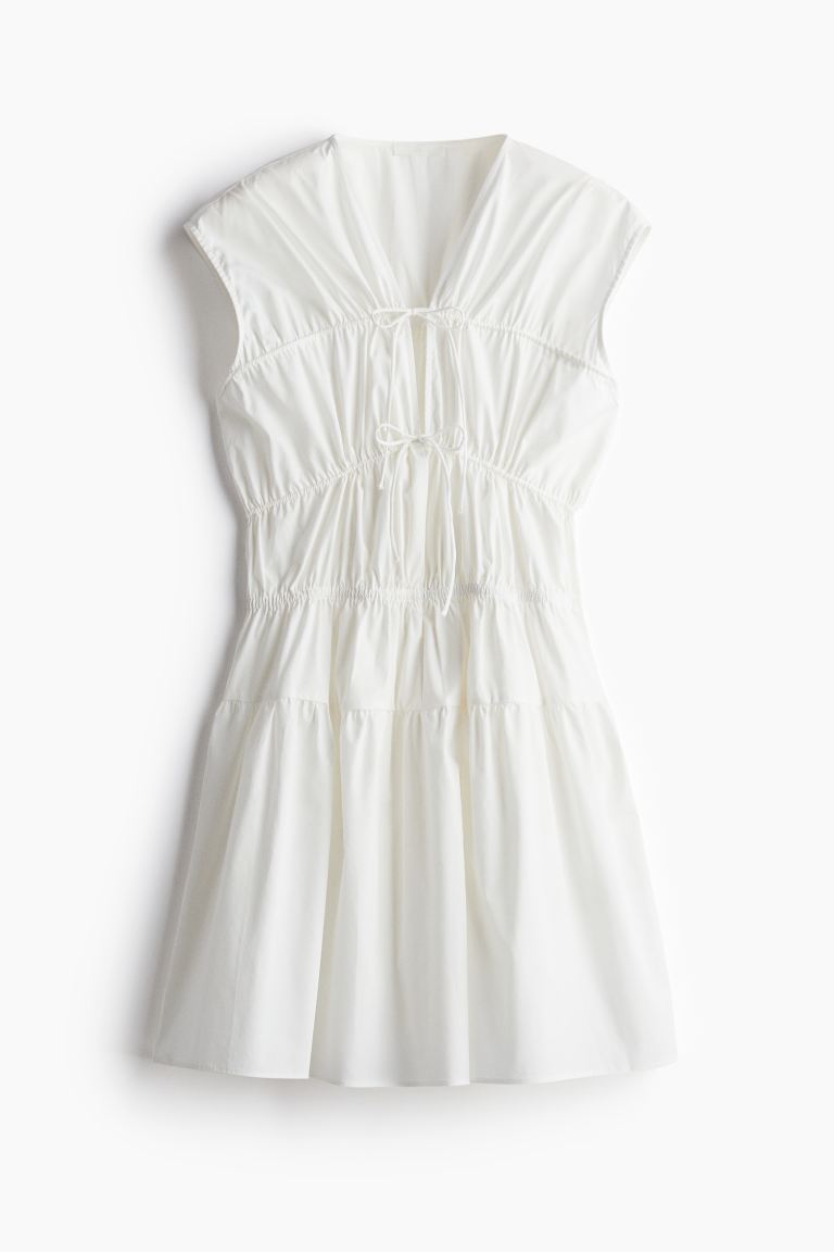 Drawstring-Detail Poplin Dress