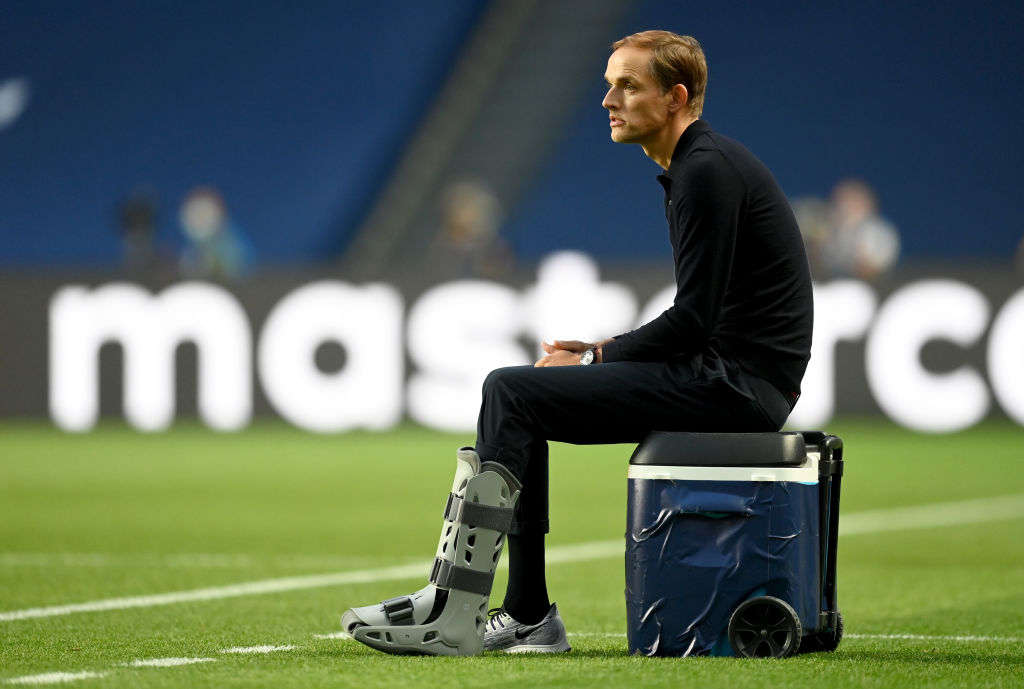 Thomas Tuchel looks on during the Champions League Final match between Paris Saint-Germain and Bayern Munich.