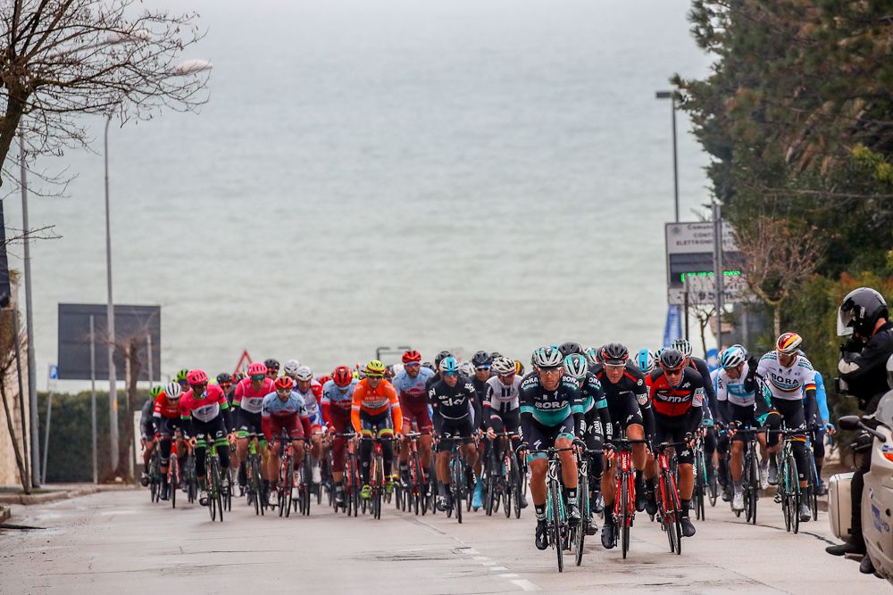The Tirreno peloton in action during stage 5