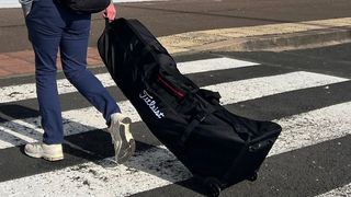 Titleist Players Travel Cover Being wheeled into the airport