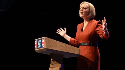Liz Truss speaking the the Conservative Party conference