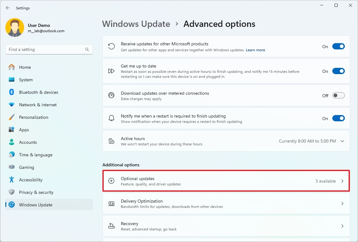 Windows 11 Optional updates