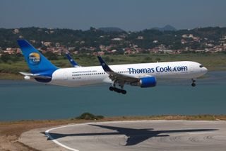 Thomas Cook aircraft landing on a runway