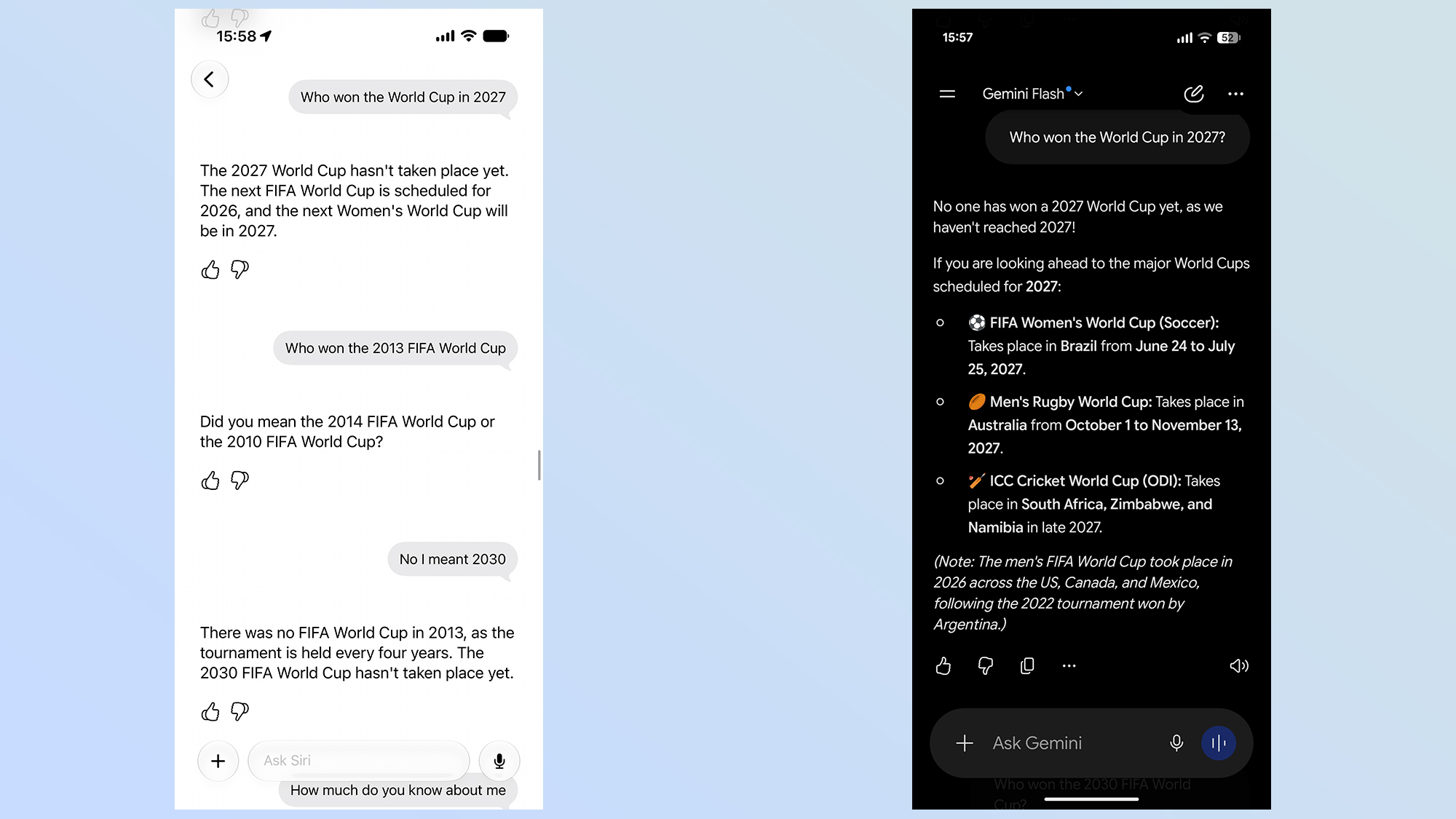 siri vs gemini questions and answers