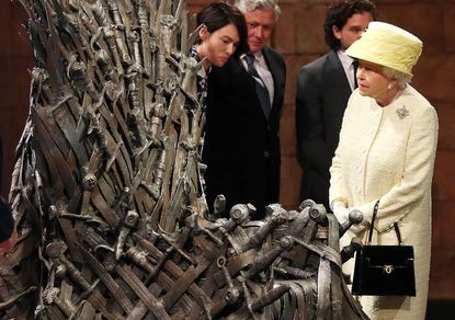 Here's the Queen's Guard performing a cover of the Game of Thrones theme song