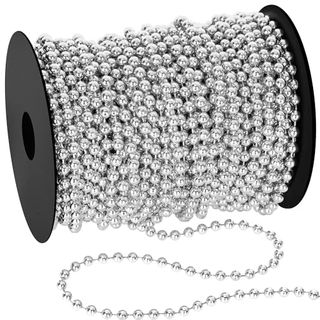 100 Ft Christmas Tree Garland Beads, Christmas Garland Tree Decoration, Plastic Hanging Beads Strands String Chain for Holiday Indoor Outdoor Mantle Fireplace Wreath Tree Decor Diy Supplies (silver)