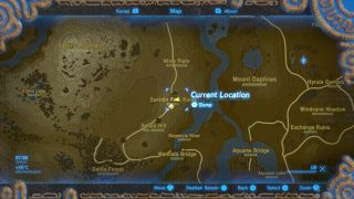 Zoomed in map location for the Sanidin Park Ruins Breath of the Wild Captured Memories collectible
