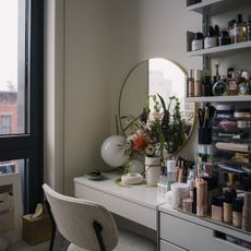 Vanity with beauty products