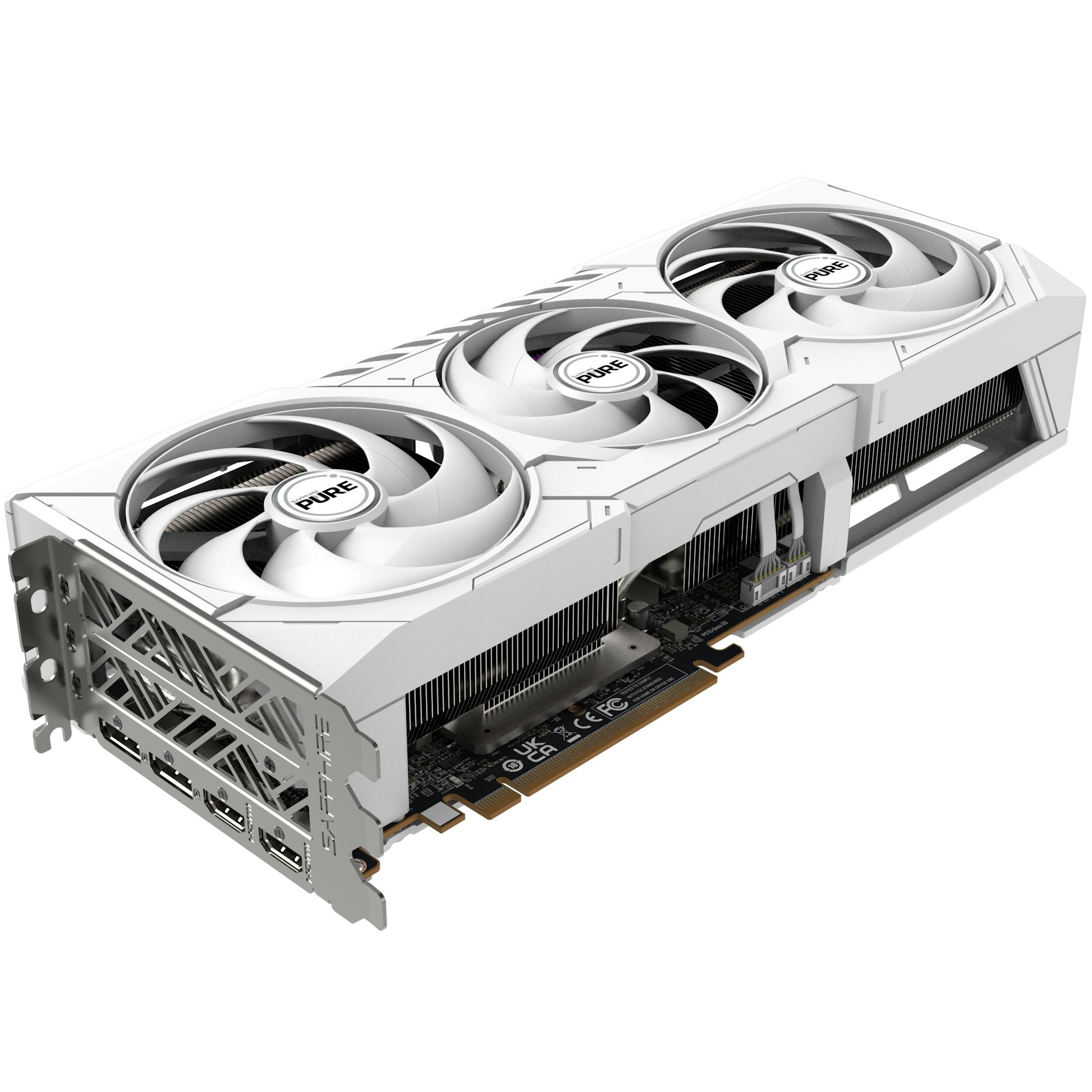 AMD Radeon Sapphire Pure RX 9070 XT graphics card for PC gaming in white colourway