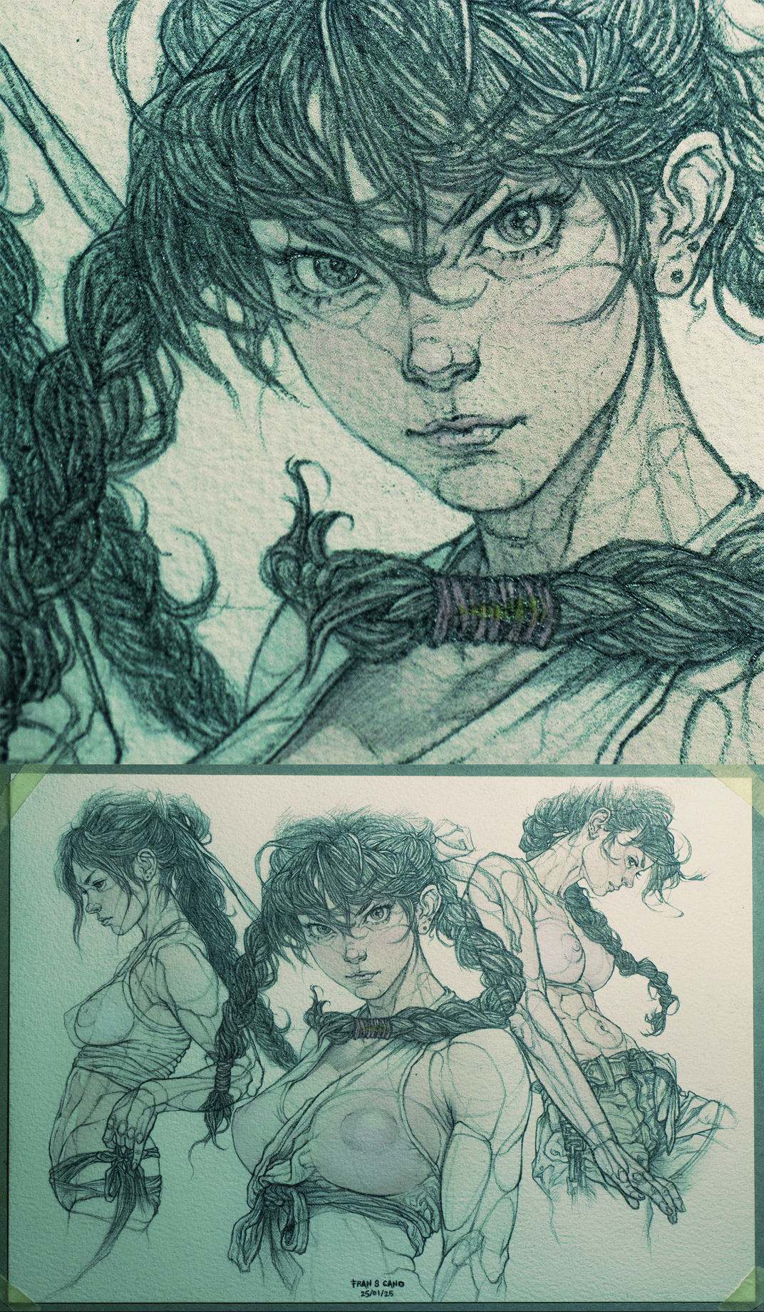 Fine art drawing of Lara Croft