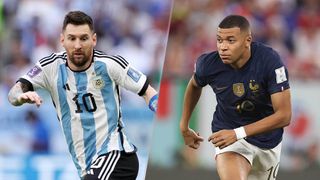 Lionel Messi of Argentina and Kylian Mbappé of France at the FIFA World Cup 2022 in Qatar