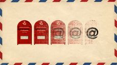 Photo collage of vanishing Danish post boxes, replaced by @ signs