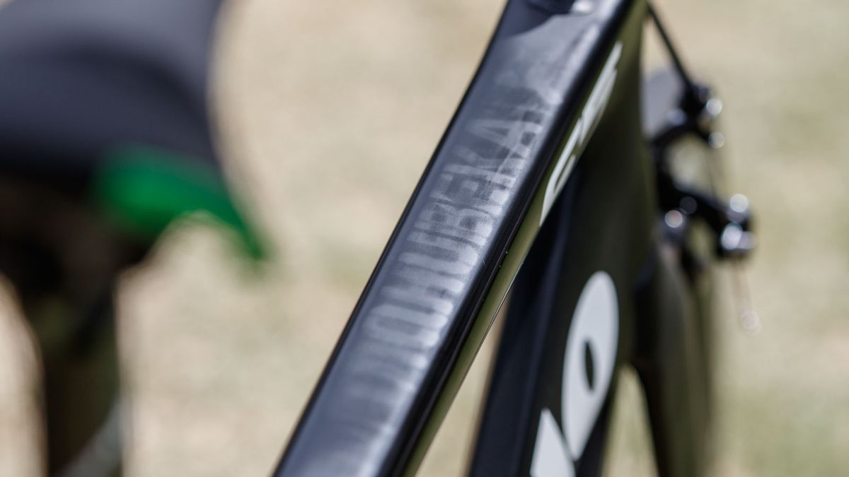 The Cervelo S5 of DimensionData rider Mark Renshaw had the South African charity - Qhubeka - ghosted into the top tube