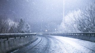 Motorway snow night