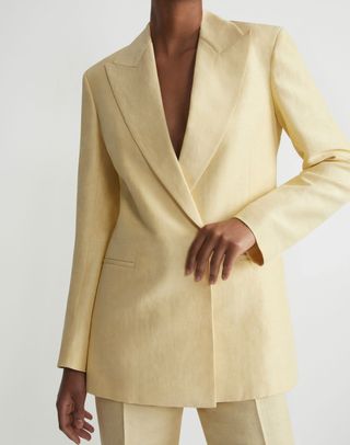 Linen-Viscose Peak Lapel Blazer 