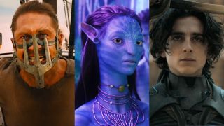 From left to right: Tom Hardy in Mad Max: Fury Road, Zoe Saldana in Avatar and Timothee Chalamet in Dune.