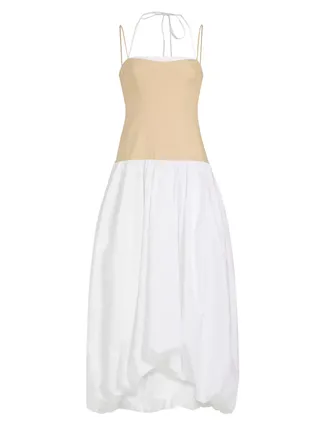 Cotton-blend bustier midi dress