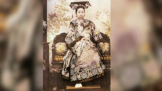 An official photographic portrait of Empress Dowager Cixi (Nov. 29, 1835 – Nov. 15, 1908) at about age 55.