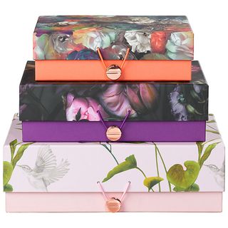 Pretty floral patterns on 3 boxes