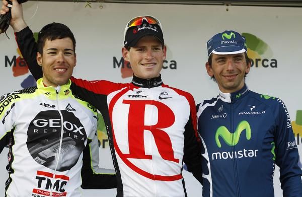 Arkaitz Duran (Geox-TMC), Ben Hermans (RadioShack) and Xavier Tondo (Movistar) on the podium at the Trofeo Inca