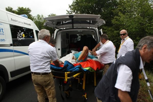 Vino is taken away in an ambulance