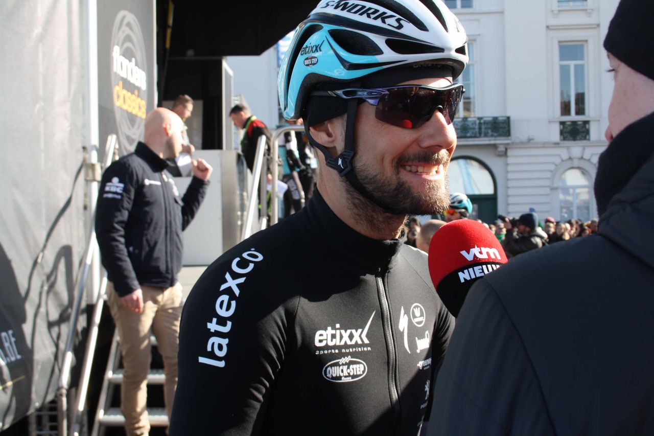 Tom Boonen (Etixx-QuickStep) tells Flemish television about his hopes for Omloop Het Nieuwsblad.