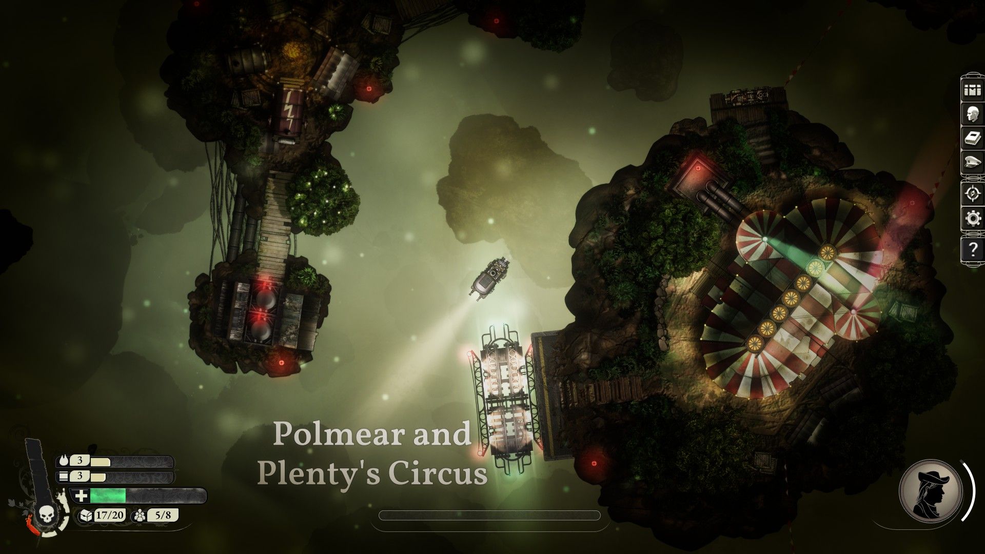 Sunless Skies - A sky ship is docked at Plenty's Circus