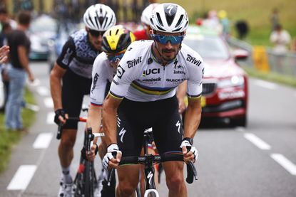 Julian Alaphilippe riding at the 2021 Tour de France