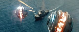 Shredders descend upon a ship in "Battleship."