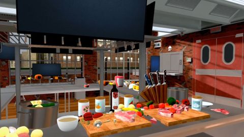A fully stocked kitchen in Cooking Simulator VR