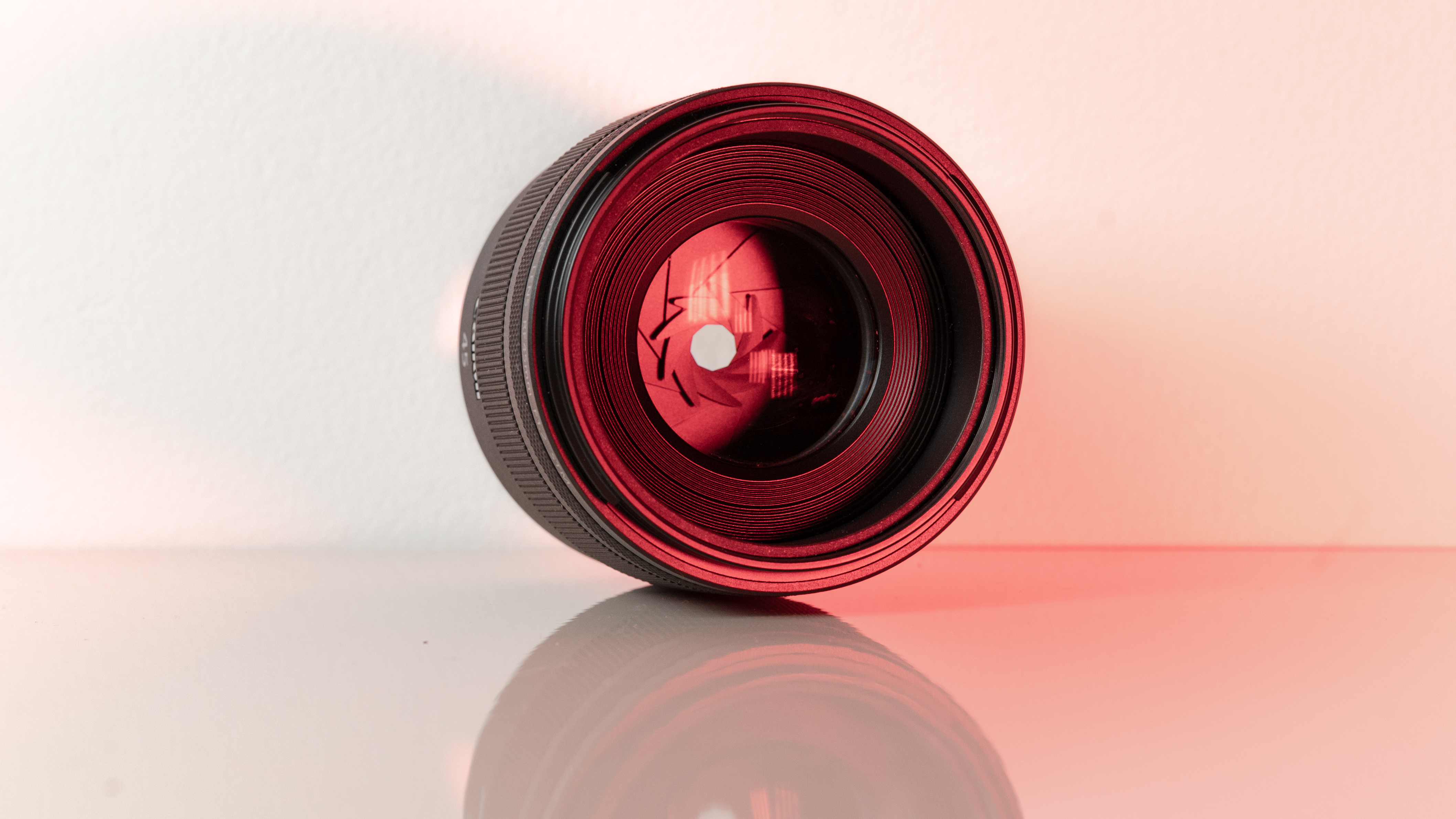 An image of the Canon RF 45mm f/1.2, showing the front of the lens