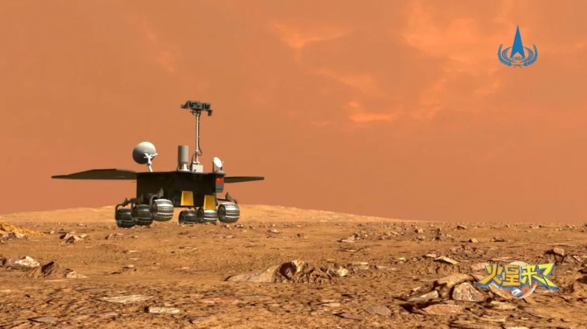 Artist&#039;s illustration of China&#039;s Tianwen-1 Mars rover, named &quot;Zhurong,&quot; on the Red Planet. Zhurong landed on May 14, 2021.