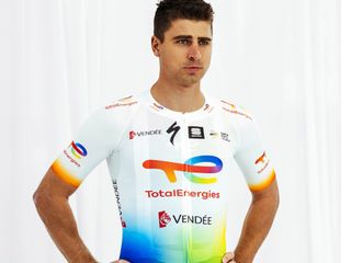 Peter Sagan in the 2022 TotalEnergies team kit